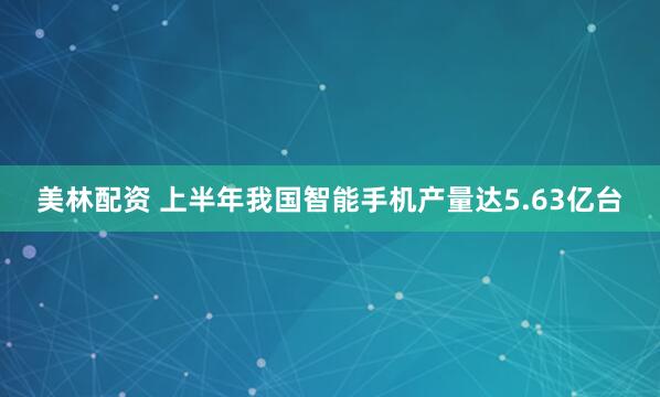 美林配资 上半年我国智能手机产量达5.63亿台