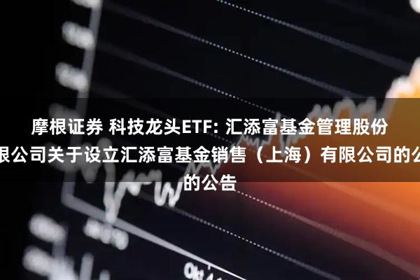 摩根证券 科技龙头ETF: 汇添富基金管理股份有限公司关于设立汇添富基金销售（上海）有限公司的公告